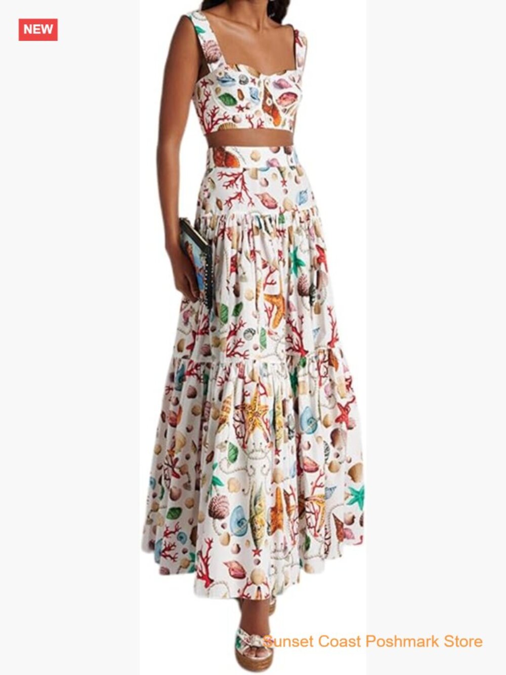 2 Piece Skirt Set Women Animal Print Halter Top High Waist Maxi Skirt Vacation